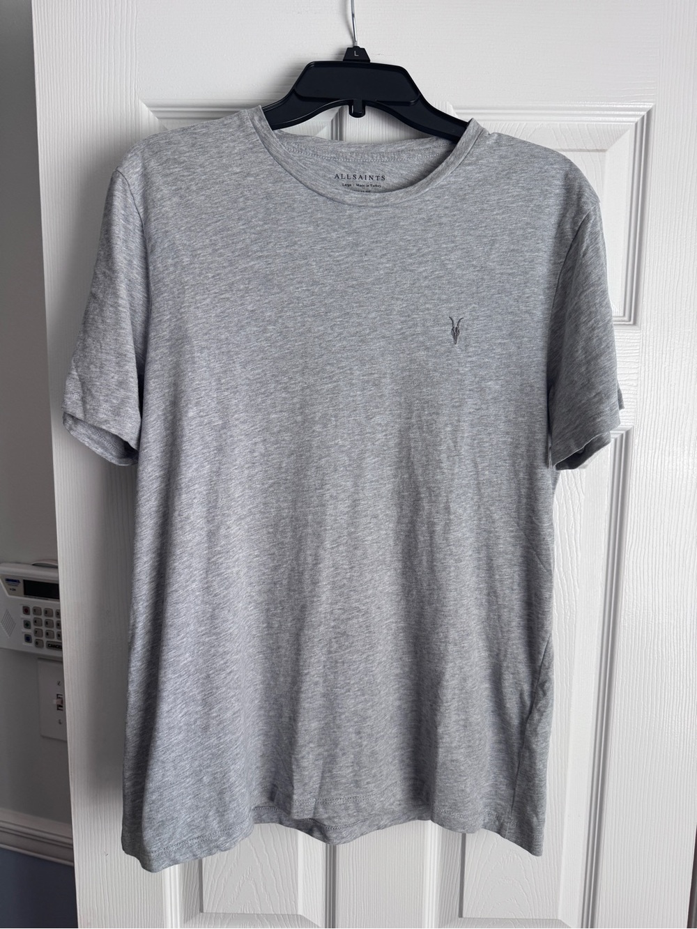 AllSaints Men’s L Gray Ram Skull Logo Cotton T-Shirt